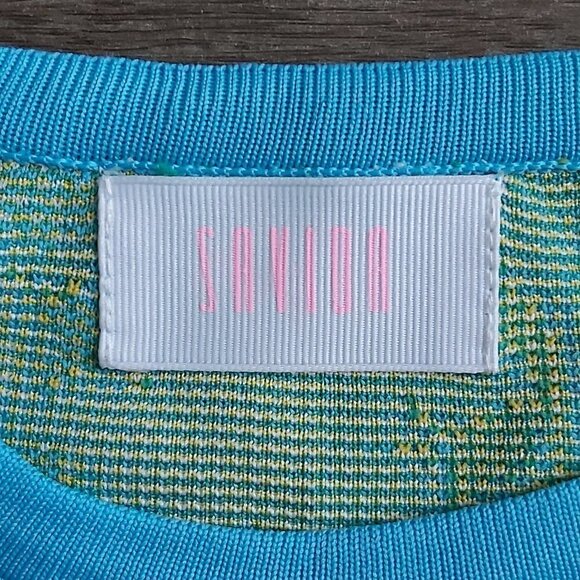 Savida Women's Light Blue Floral Ruched Shoulders Jersey Shirt - Size Small - Picture 8 of 8